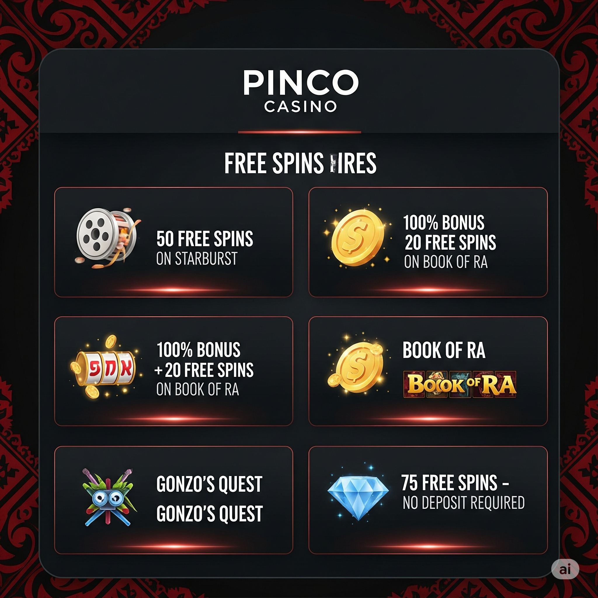 Коллекция фриспинов Pinco